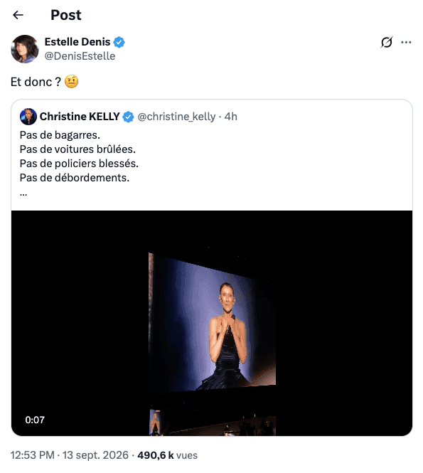 "Pas de débordements" : Christine Kelly accusée de récupération politique, Estelle Denis s’en mêle