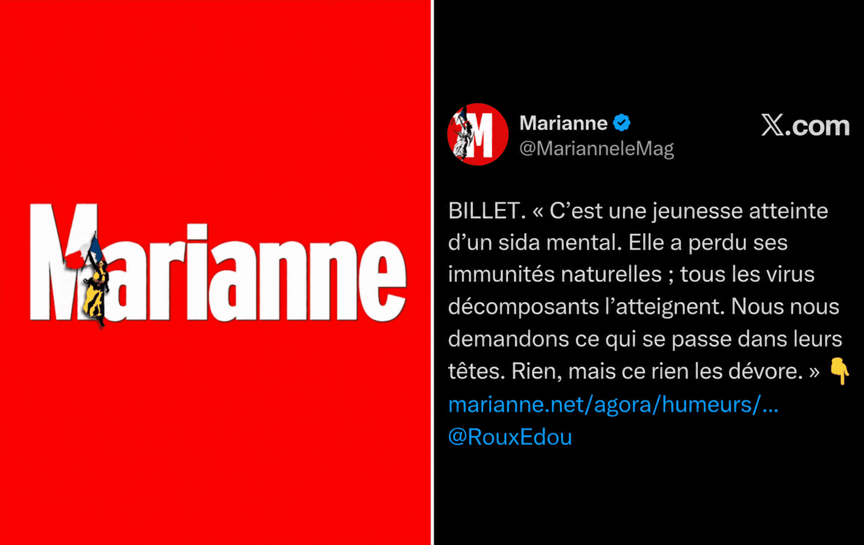 Marianne retire un tweet polémique