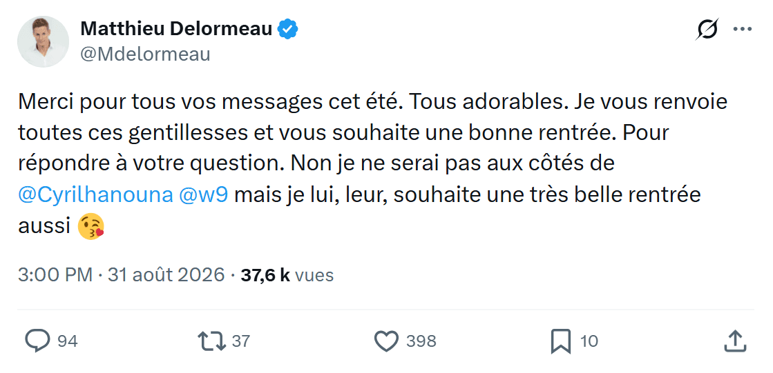 Matthieu Delormeau officialise son départ de "Tout beau, tout neuf"