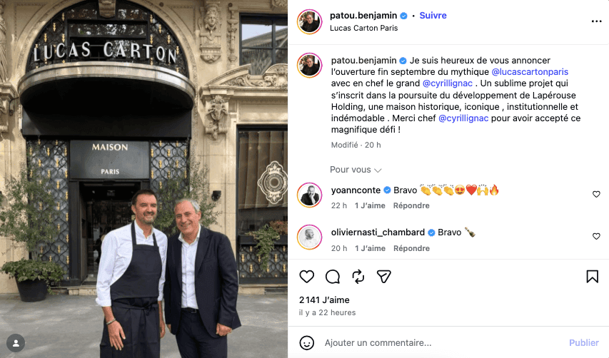 Cyril Lignac prend les commandes du mythique restaurant Lucas Carton à Paris
