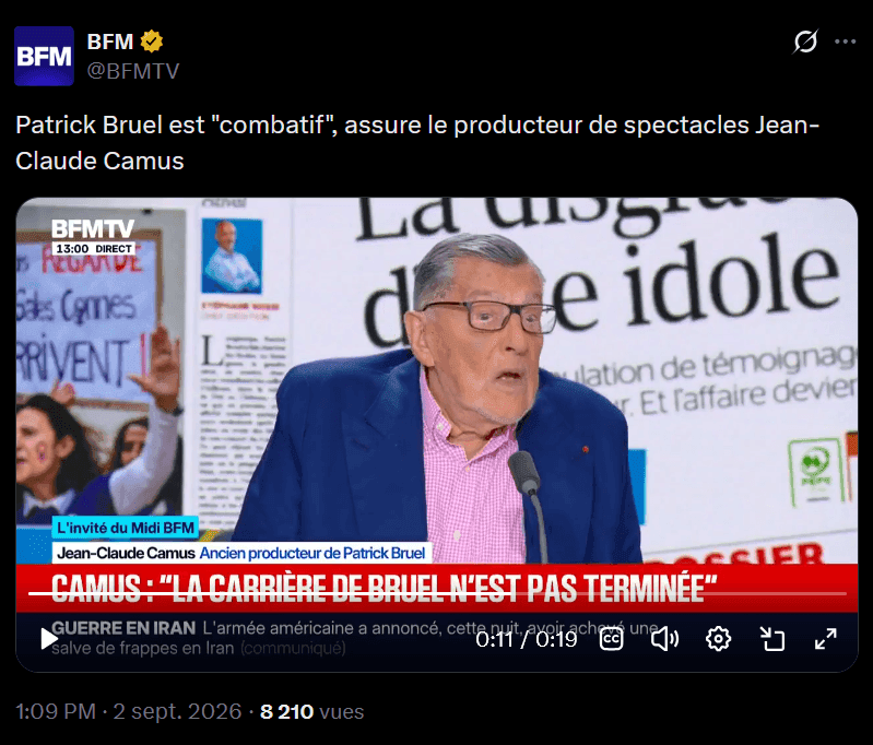 "Un séisme financier", "un cataclysme" : l'annulation des concerts de Patrick Bruel va coûter très cher assure le producteur Jean-Claude Camus
