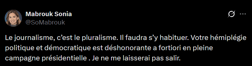 "Je ne me laisserai pas salir" : Sonia Mabrouk répond avec fermeté à la rédaction de BFMTV