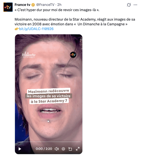 "Etat de choc", Mosimann en larmes en revoyant les images de sa victoire à la "Star Academy'