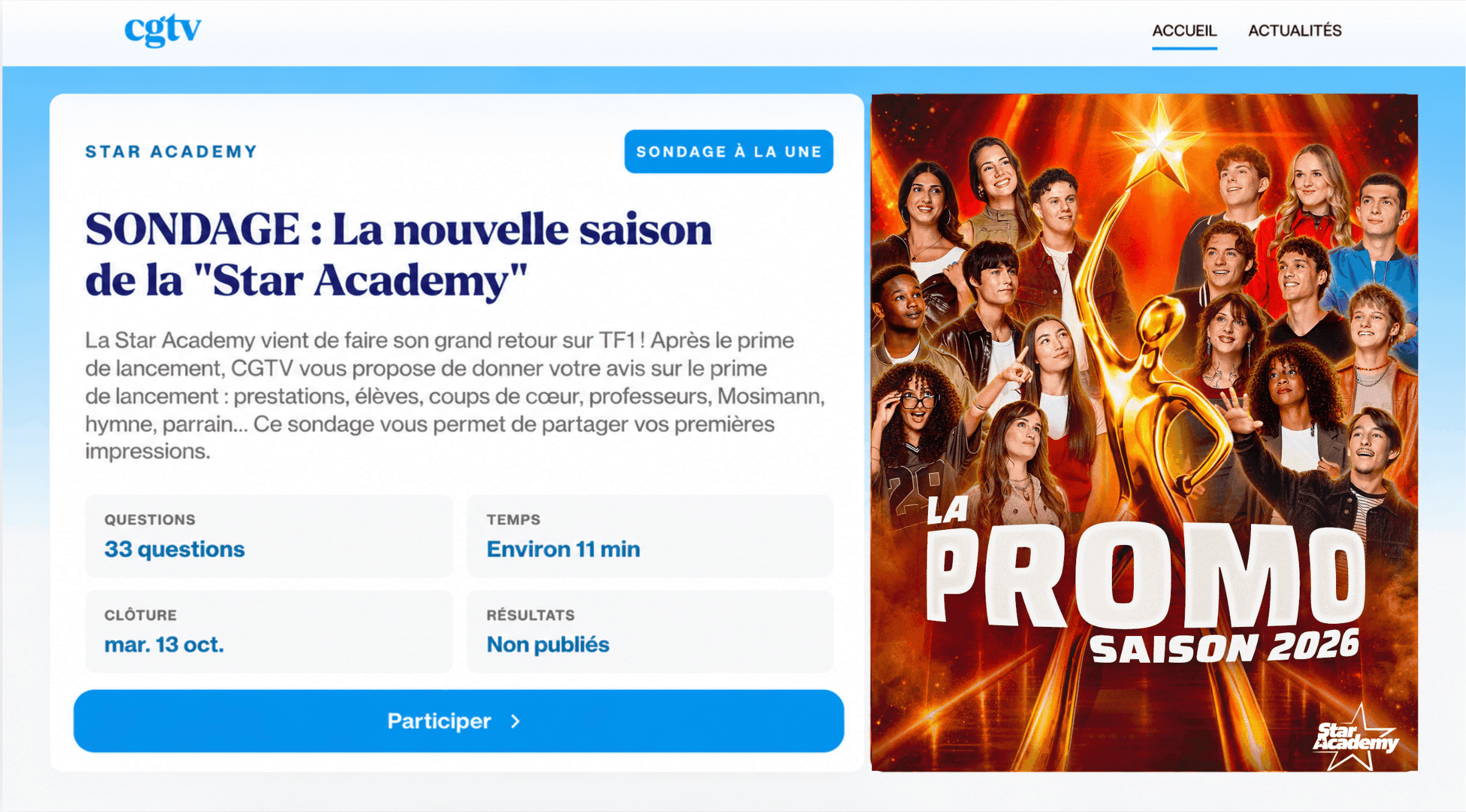 Le sondage arrive !