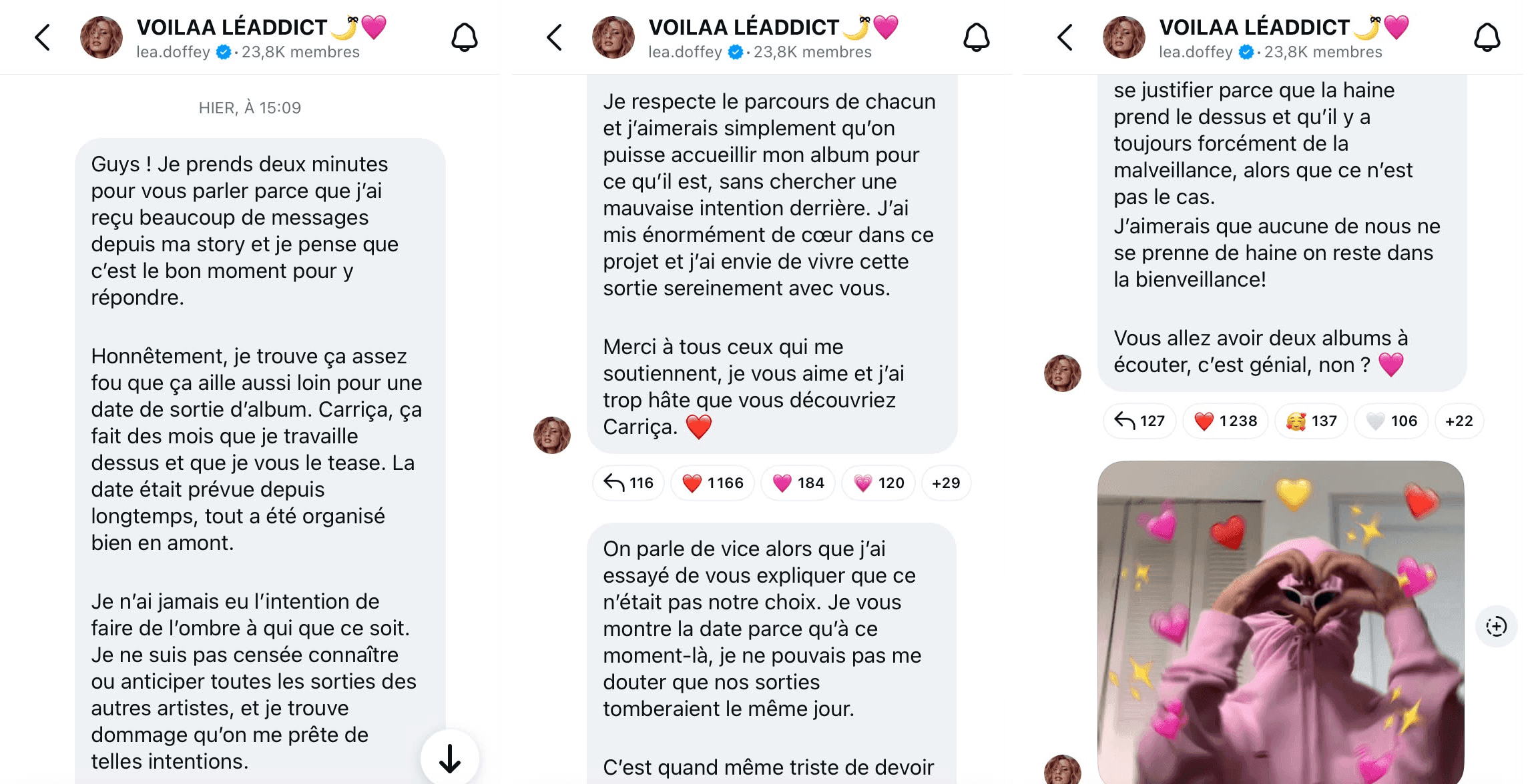 Léa Doffey répond aux fans d'Ambre qui lui reprochent de sortir son album le même jour qu'elle : "Je ne suis pas censée connaître les sorties des autres artistes"