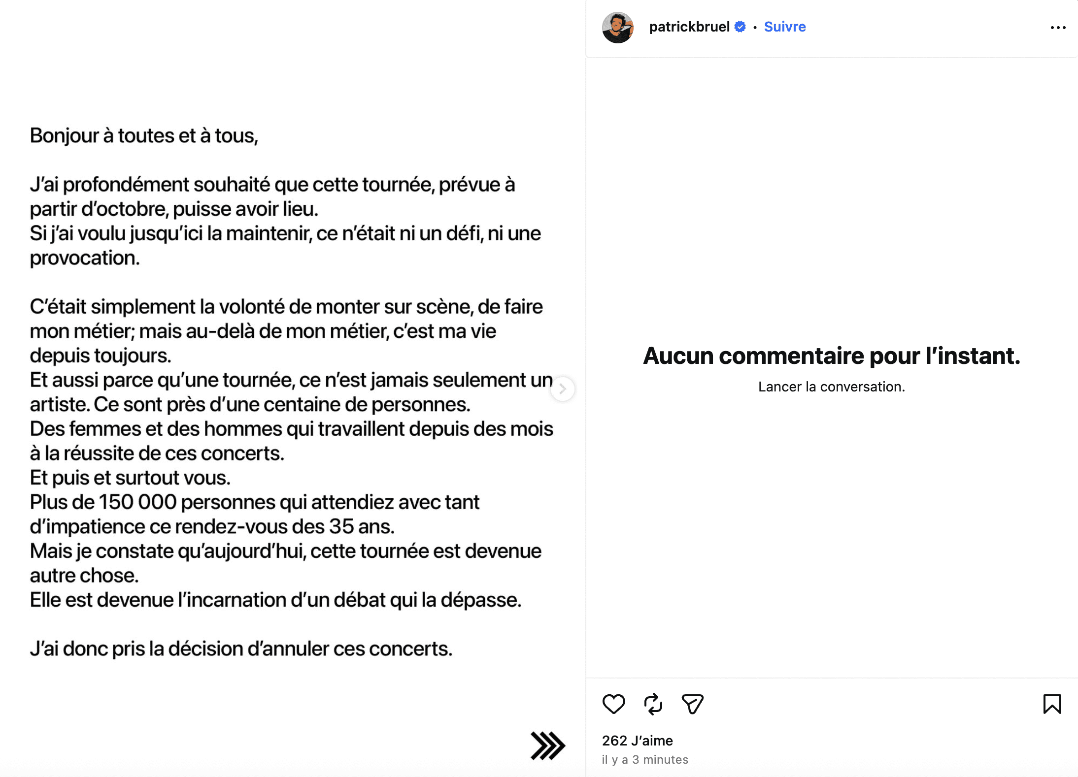 Patrick Bruel annule la tournée